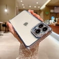 thumbnail image 2 of Compatible with iPhone 13 pro max Bling Plating Case, Luxury Glitter Cute 3D Rhinestone Diamond Sparkly Shiny Clear Case for Women Girls Shockproof Camera Protective Back Cover - Light Blue, 2 of 6