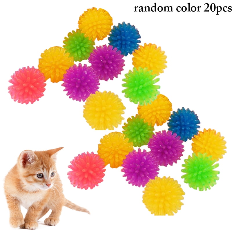 Cat Ball Toy Rubber 20PCS Mini Spiky Bite Proof Puppy Chew Toy Pet