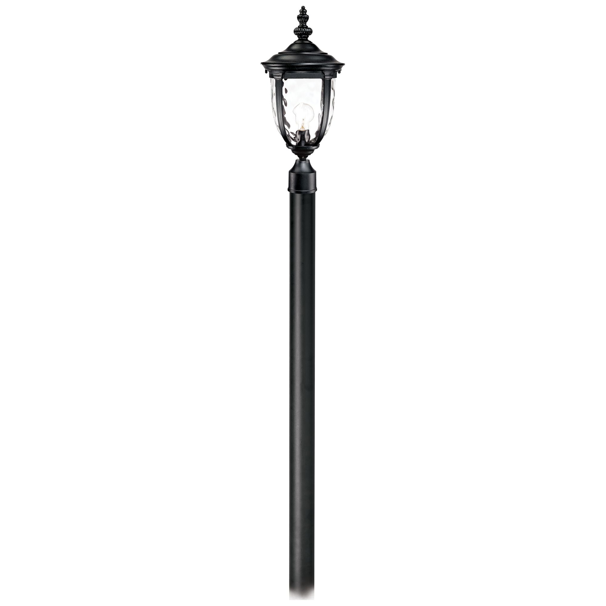 John Timberland Bellagio Rustic Outdoor Post Light Texturized Black with Burial Pole 103" Clear Hammered Glass for Exterior Barn Deck House Porch Yard