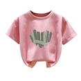 thumbnail image 2 of Girls Summer Short Sleeved T-shirt Crew Neck Cropped Sweatshirts Cute Loose Fit Pullover Tops Pink 5-6 Years, 2 of 3