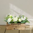 thumbnail image 2 of Maceta de flores de adornos en maceta de rosas artificiales de madera para blanco Sunnimix Rosas en maceta, 2 of 7