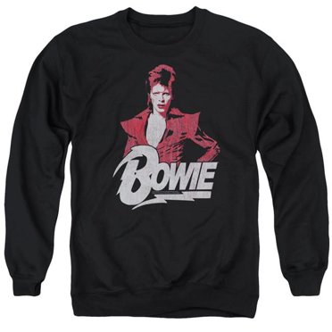 Trevco  David Bowie Diamond David-Adult Crewneck Sweatshirt - Black - Small