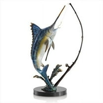 SPI Hand Painted Fighting Marlin with Tackle Statue 15 inch