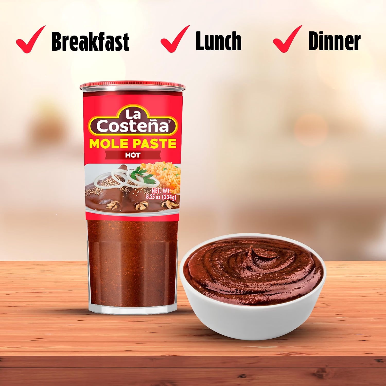 (2 pack) La Costeña Hot Mole Sauce, 8.25 oz