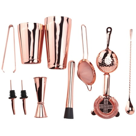 

Deoxygene 11 Piece Bartender Kit Cocktail Boston Shaker Barware Set Includes 28 and 18 OZ Cocktail Strainer Set Double Jigger