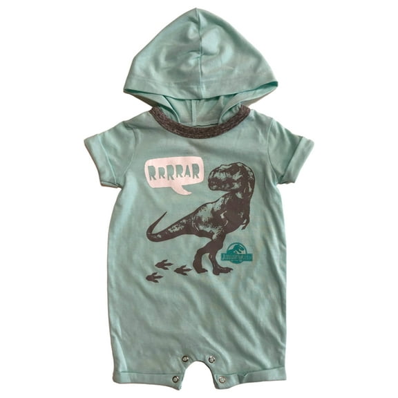 Infant Boys Mint Hooded Jurassic World Dinosaur Romper Bodysuit Baby Outfit 18m
