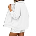 thumbnail image 4 of Full Zip Up Sweatshirt Women No Hood - Oversized Loose Casual Long Sleeve Collared Jacket 2026 Fall Winter Clothes, White, M, 4 of 6