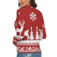 thumbnail image 3 of Knitted Christmas Deer Snow Women's Turtleneck Sweater Long Sleeve Ribbed Fitted Turtle Neck Casual Fall Winter Collection Top S, 3 of 4