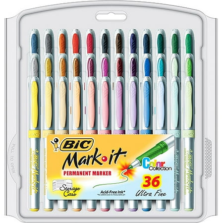 BIC Mark-It Color Collection Permanent Marker, Ultrafine, Assorted Colors, 36-Pack