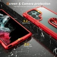 thumbnail image 6 of Dteck for Samsung S24 Ultra Case, Shockproof Crystal Clear Anti-Yellow Heavy Duty Acrylic Protective Phone Case with Magnetic Kickstand Cover, Red, 6 of 6