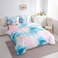 thumbnail image 3 of Homewish Modern Fluid Art 7pcs Bedding Comforter Set,Abstract Splatter Ink Queen Bedding Sets,Blue Pink Queen Sheet Sets For Men Women,Ultra Soft Home Decor Reversible, 3 of 8