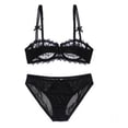 thumbnail image 3 of Conjunto de sujetador de lencería sexy de encaje cómodo y fino transparente para mujer, 3 of 6