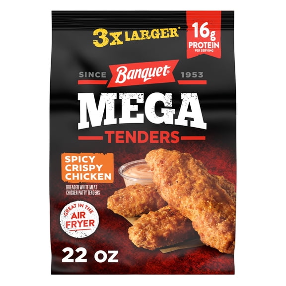 Banquet MEGA Spicy Crispy Chicken Tenders, 16g Protein Per Serving, Frozen Meal, 22 oz