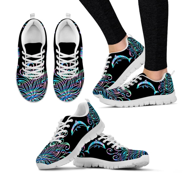 Zapatos de exterior ligeros con estampado de delfines ombré a la moda, cómodos y personalizados, zapatillas de plataforma