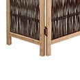 thumbnail image 3 of Benjara Transitional 3 Panel Wooden Screen with Weaved Design, Brown, 3 of 3