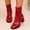 Red, variant on Women Boots, Square Toe Windproof No Slip Mid Calf Winter Shoes Red Size 9