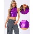 thumbnail image 2 of DARING DIVA Women's Mock Neck Sparkle Party Tops L Dark Purple, 2 of 5