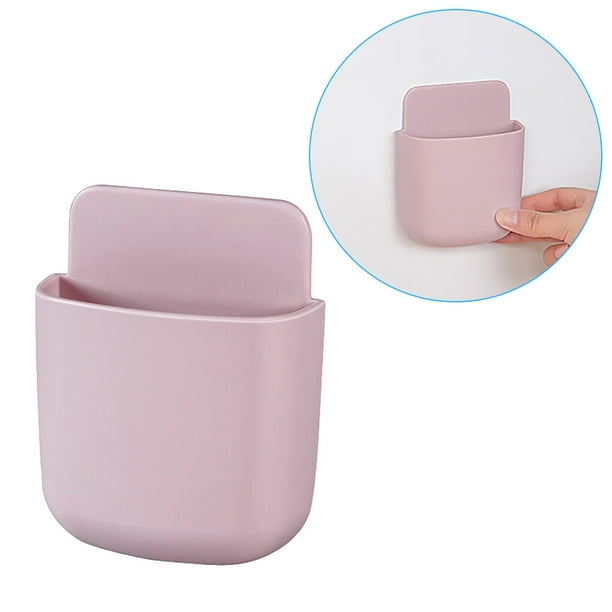Injueey Caja de almacenamiento montada en la pared, caja organizadora de almacenamiento de Control remoto para aire acondicionado, TV, enchufe Almacenamiento y organización del hogar Un rosa
