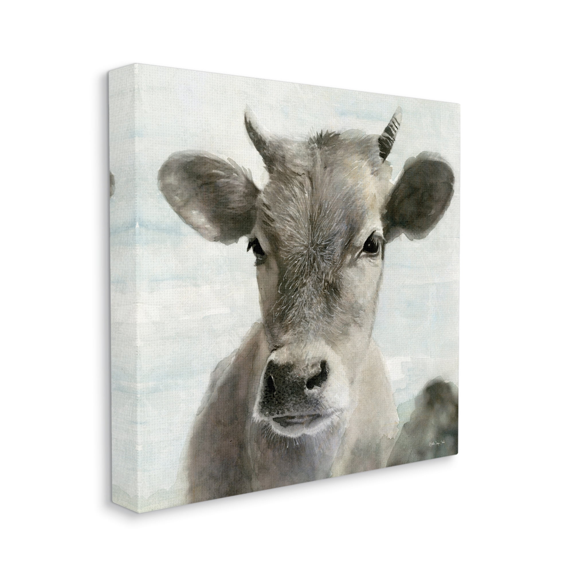 Stupell Country Calf Farmhouse Portrait Animals & Insects Painting Gallery Wrapped Canvas Print Wall Art