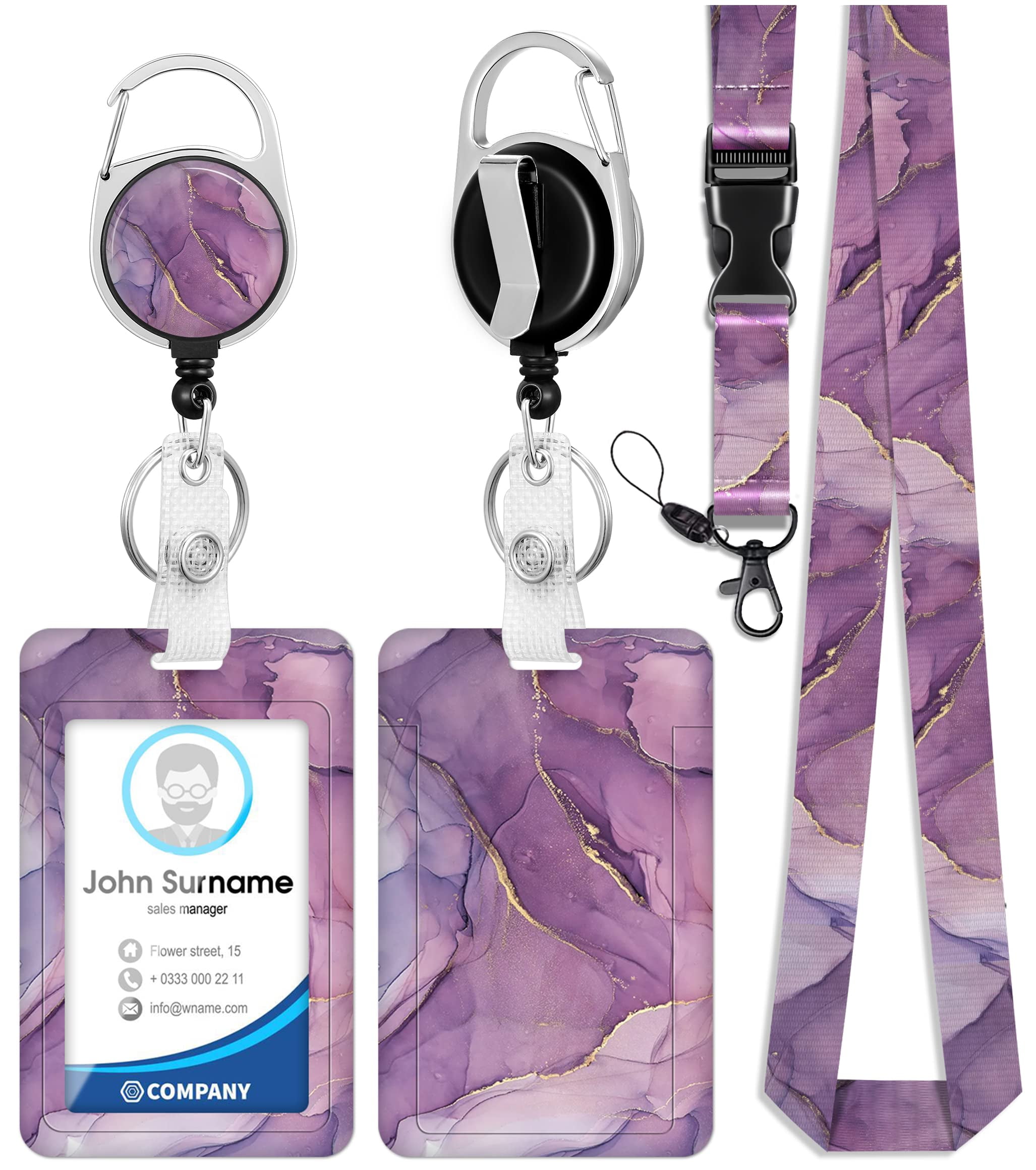 ID Badge Holder with Lanyard and Retractable Badge Reel Clip, Trendy ...