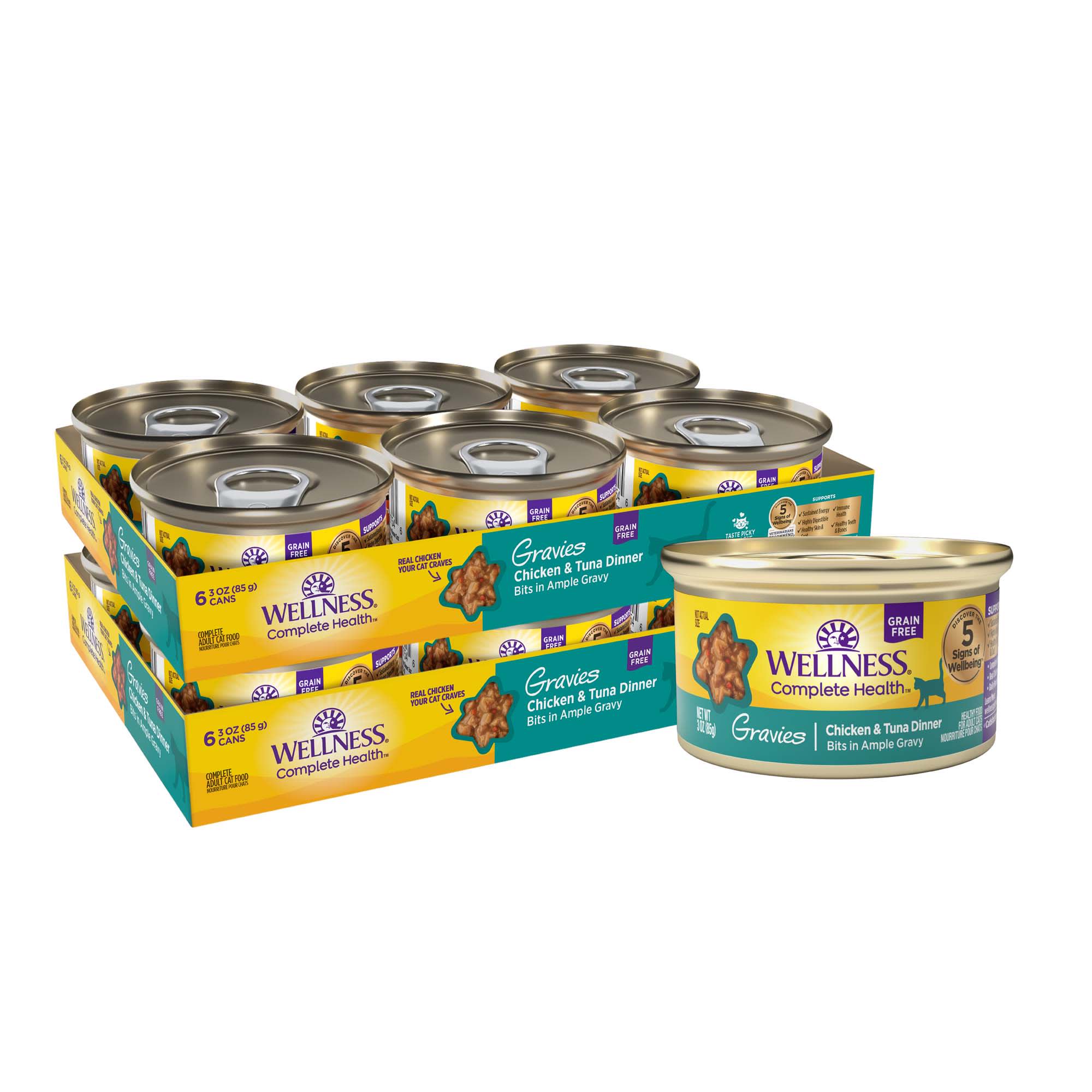 Wellness Complete Health Grain Free Gravies Tuna Dinner Wet Cat Food, 3 oz., Case of 12