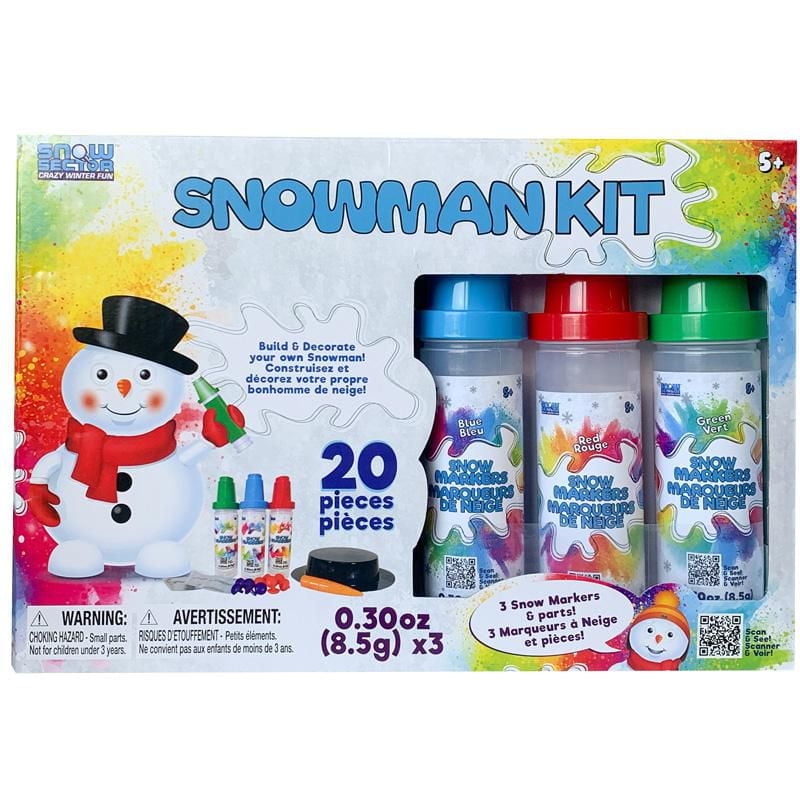 Le kit 'Faites un meilleur Bonhomme de neige' comprend toutes les pièces de l'homme de neige et 3 marqueurs à neige de couleurs différentes