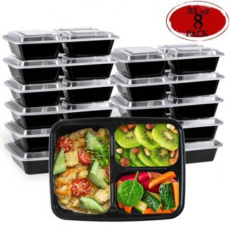 10-Set Microwavable Food Containers With Lids - BPA Free, 32 Oz, Reusable For Meal Prep