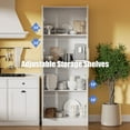 thumbnail image 5 of 71" Tall Kitchen Pantry Storage Cabinet, Pantry Cabinet with 4 Doors, Freestanding Larder Cupboard, Kitchen Hutch with Gold Handles for Dining Room, Bathroom, White, 5 of 8