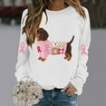 thumbnail image 2 of Jindong Women's Dog Ribbon Breast Cancer Awareness Print Sweatshirt, 2 of 5
