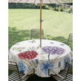 thumbnail image 2 of Outdoor Tablecloth with Umbrella Hole Zipper Blue Purple Red Hydrangea Round Tablecloth 54" Waterproof Outside Table Cloth Country Butterflies Flowers Plant Patio Table Cover Tablecloths for Picnic, 2 of 8