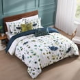 thumbnail image 6 of Bebejan Abstract Vines 5 Piece Comforter Set, Queen, Navy, 100% Cotton Sateen, Reversible, All Season, Cozy Comfort, 6 of 9