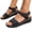 Black, variant on Women's Comfort Wedge Sandals, Adjustable Hook-and-Loop Straps Open Toe Platform Sandals, Lightweight Orthopedic Walking Shoes Red 6(37)