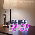 thumbnail image 4 of 3D LED Digital Wall Alarm Clock, LED Light Nightlight Decor Clocks , for Kitchen Bedroom Office,Pink，G4133, 4 of 6