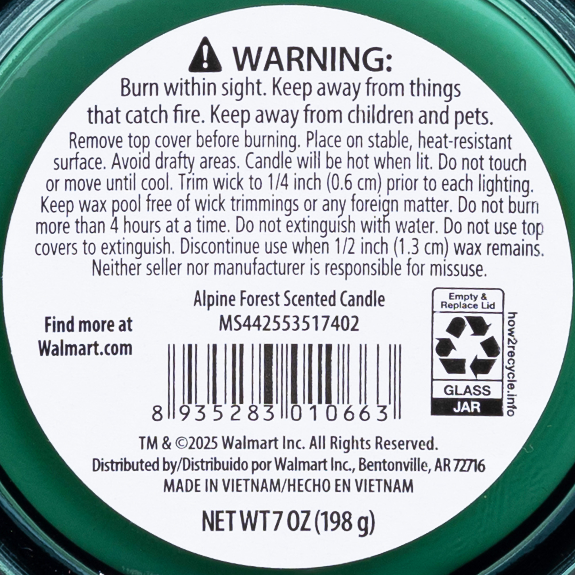 Mainstays 1-Wick Glass Jar Candle, If This Candle Is Lit, Alpine Forest Scent, 7 oz
