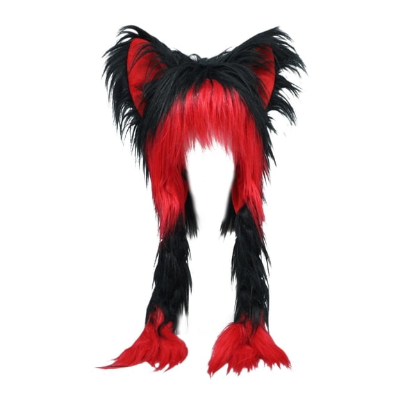 lionlar Anime Cosplay Hat Cute Cat Ear Headwear for Halloween Party Holiday Carnival Black Red