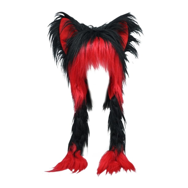 Sombrero de cosplay de anime Strade Fareast Limited felpa suave Negro rojo 75 x 40 cm
