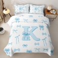 thumbnail image 2 of meiyoeat Cute Bow Letter K Twin Quilt Set for Girls, Watercolor Ribbon Twin Coverlet Set for Bedroom, Blue, 2-Piece, 2 of 7