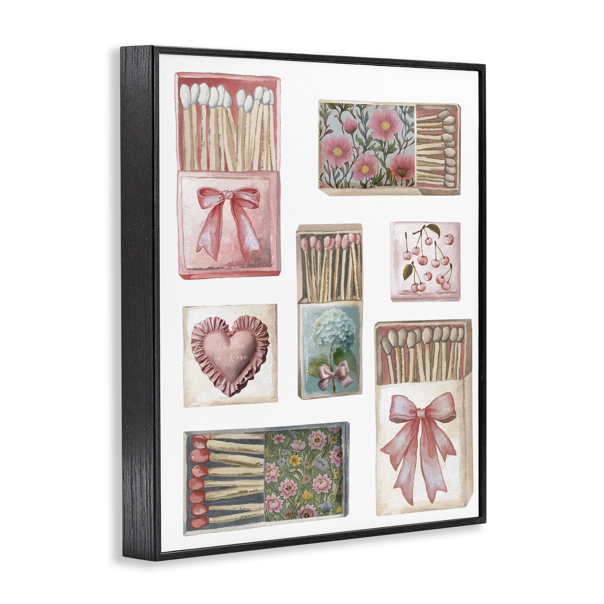 Stupell Industries Vintage Feminine Matchbooks Black Framed Giclee Art, design by Elizabeth Medley