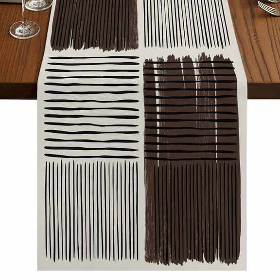 Table Runners 120 Inches Long Dress Scarves, Black Striped Farmhouse Coffee/Dining/Kitchen Table Runner for Living Room, Farmhouse Stripes Modern Abstract Art 13x120 Inch