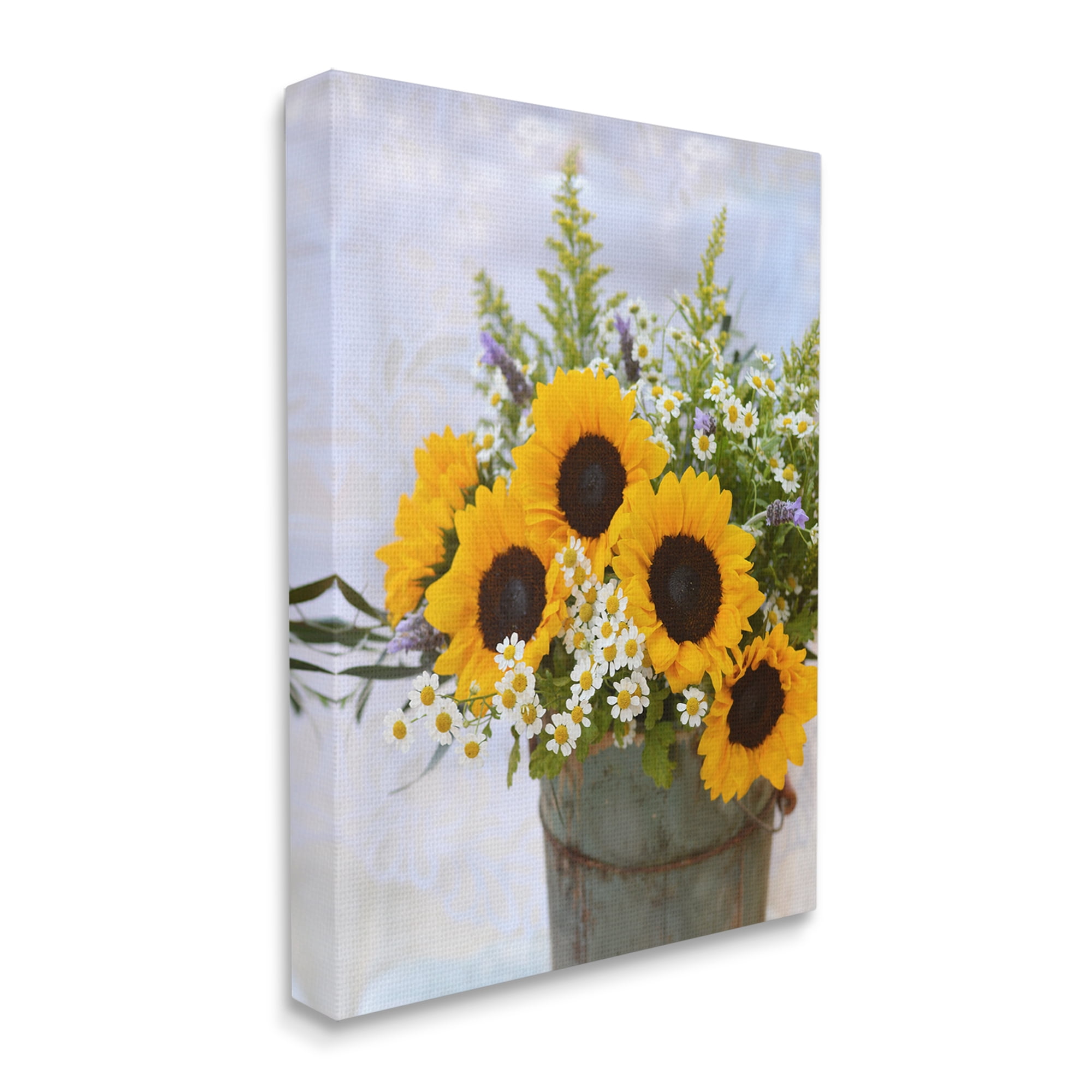 Stupell Industries Sunflower Bouquet in Tin Botanical & Floral Photography Gallery Wrapped Canvas Art Print Wall Art, 16 x 20