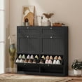 thumbnail image 2 of HOMCOM Armoire à Chaussures avec 2 Tiroirs Basculants, Armoire de Rangement à Chaussures Mince, Noir, 2 of 10