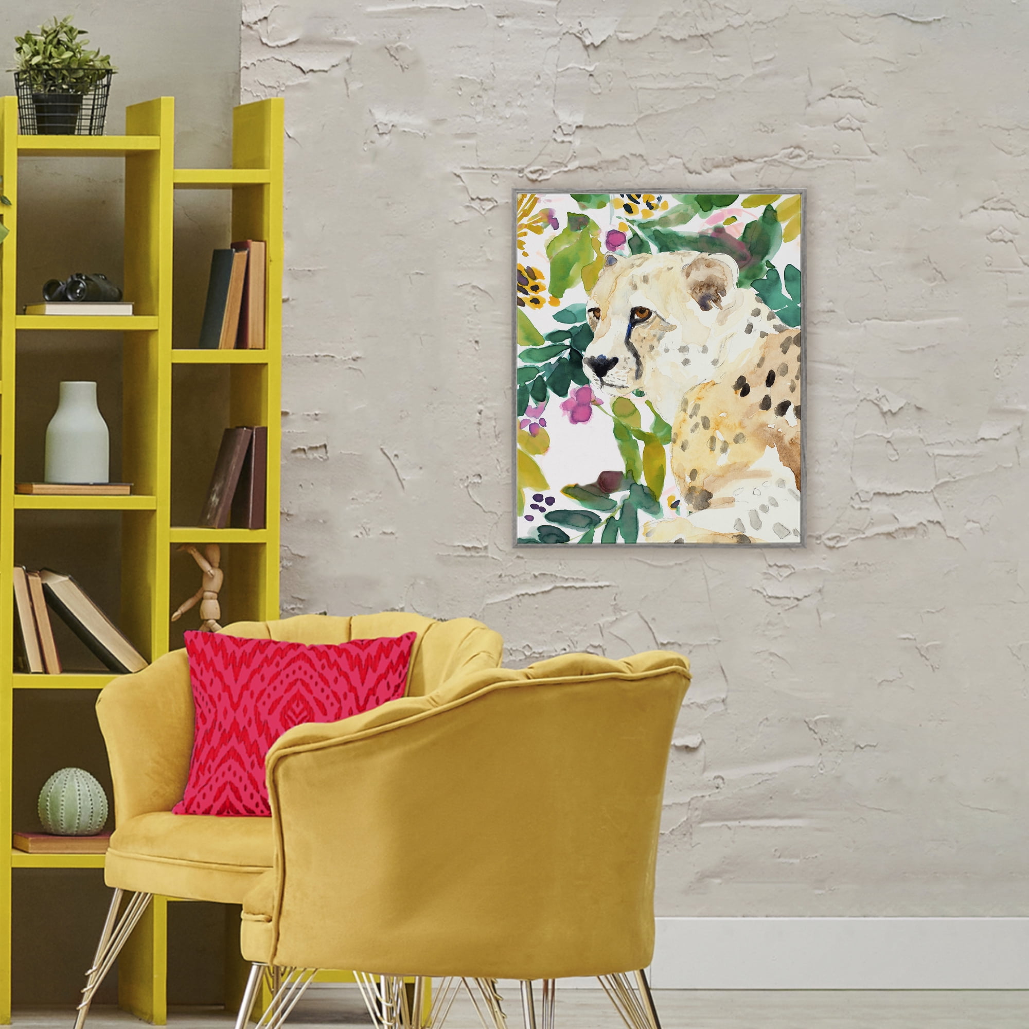 Stupell Industries Garden Plants Leopard Gray Framed Giclee Art, design by Lanie Loreth