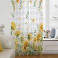thumbnail image 6 of Sunflower Sheer Curtains 108" Extra Long, Summer Eucalyptus Botanical Floral Grey Plaid Light Filering Curtains, Privacy Drapes Simi Floor to Veiling Curtain for Living Room Large Window Treatment, 6 of 9