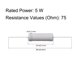 thumbnail image 3 of Uxcell 10Pcs 5W 5 Watt Resistor de Película de Óxido Metálico 75 Ohm ±5% Tolerancia, 3 of 7
