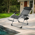 thumbnail image 5 of MoNiBloom Reinforced Zero Gravity Chair Set of 2, Folding Pool Beach Lounger, Chaise with Cushion, Headrest and Side Tray, Black, 5 of 10