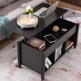 thumbnail image 6 of VINGLI 40" Black Lift Top Coffee Table with Storage with 3 Shelves Hydraulic Lifter, Mesa de Centro para Sala, 6 of 8
