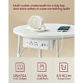thumbnail image 4 of Side Table with Charging Station, Round End Table With Fabric Basket, Nightstand with Power Outlets USB Ports Matte White and Camel Brown, 4 of 6