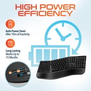 Delton KB200 Wireless Ergonomic Keyboard with Wrist Rest, Quiet Keys, Compatible for Laptop/PC/Tablets/Smartphone - Black