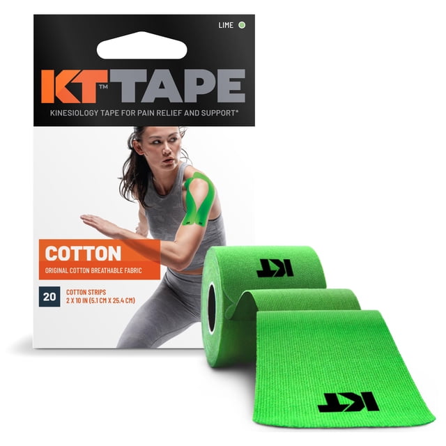 Cinta deportiva KT Tape Original de algodón, 20 tiras, color lima