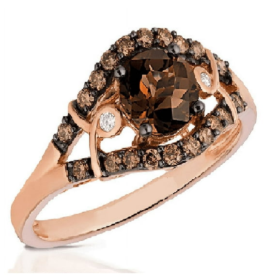 Natural Dark Brown Diamond Ring in 14k rose gold finish - Wedding gift